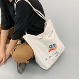 Women Canvas Shoulder Bag Students Books Bag Handbag Large Capacity Cotton Reusable Tote Cloth Fabric Grocery Shopping Beach Bag