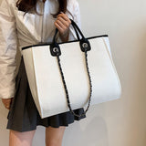 Vvsha Chain Canvas Shoulder Bag For Women Tote Designer Casual Female Bags Messenger Leisure Handbags 2023 Trend Handbag