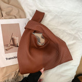 Pleated Korea Style Kawaii Tote Large capacity Handbag 2022 PU Leather Women's Designer Luxury brand Big Bucket Shoulder Bags