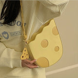 Graduation Gift Fashion Lovely Cheese Shape Women Shoulder Bag Yellow Pu Leather Girls Underarm Bags Female High Quality Cute Purse Handbags