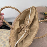 Summer New Large Capacity Seaside Beach Bag Handmade Women's Straw Woven Bag Bohemian Bali Vacation Drawstring Handbag Female