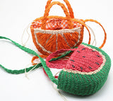 Summer Cute Watermelon Shape Straw Bag Fashion Rattan Wicker Hand Woven Half-round Handbag Vacation Beach Travel Crossbody Bag