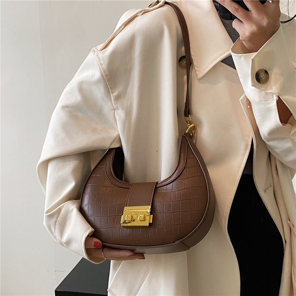 Women Casual Shoulder Bag Solid Pu Leather Wide Bag Strap Cross Body Bag  2023 Classic Purse