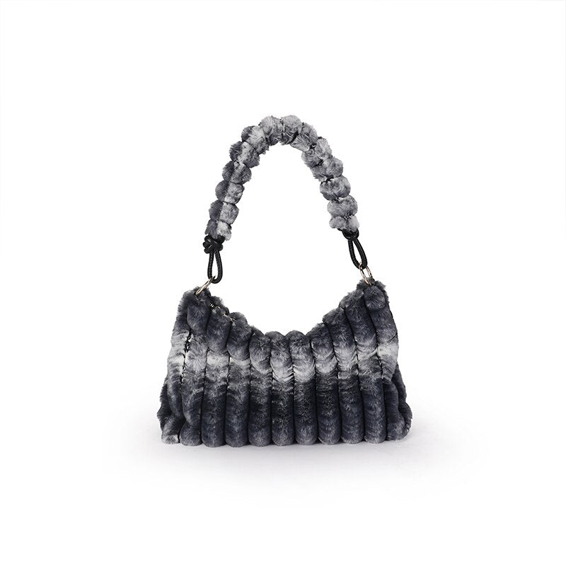 Vvsha Soft Plush Shoulder Bags For Women 2023 Winter New Designer Purses And Handbags Luxury Underarm Hobo Tote Large Capacity Fur Bag