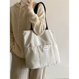 Women Tote Bag Aesthetic Solid Color Students Casual Handbag Shoulder Bag Large Capacity Oxford Reusable Shopping Beach Bag 2022