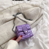 Stone Pattern Mini Box PU Leather Cell Phone Sling Crossbody Sling Bag for Women 2022 Cute Kawaii Shoulder Handbags and Purses