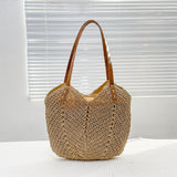 Large Capacity Zipper Handmade Straw Tote Bag Summer New Beach Bag Shoulder Bag  Fashion Rattan Woven Rattan Handbag Female2022