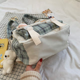 Schoolbag Backpack for Teenage Girls Korean Harajuku Students' Women's Cute Canvas Backpack Shoulder Messenger Bags with Pendant