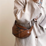 Vvsha Wide Strap Saddle Small Crossbody Chest Bags For Women 2023 Trend Retro Designer Chain Handle Shoulder Ladies Handbags