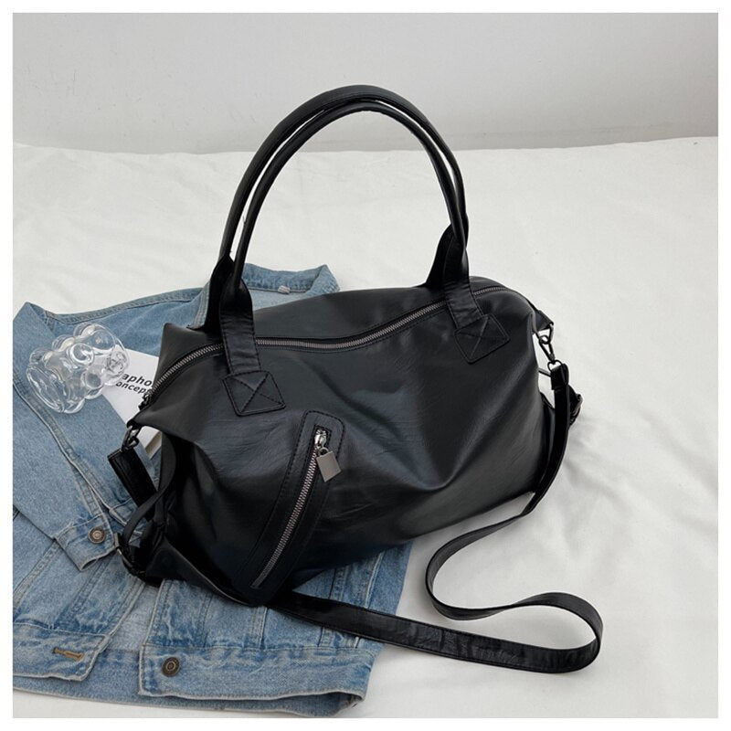 Vvsha Female Stylish Big Tote Bag Quality Soft Leather Shopping Bag Simple All Match Handbags Ladies Large Capacity Shoulder Bag