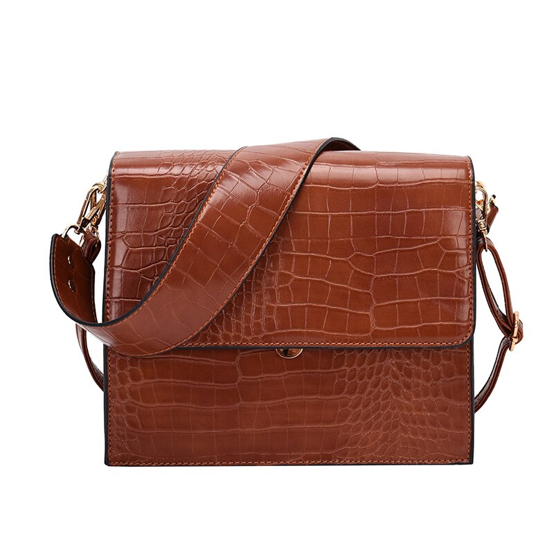 Vvsha Vintage PU Leather Shoulder Crossbody Bags For Women 2023 Lux Designer Bag With Crocodile Pattern Large Capacity Casual Tote Bag