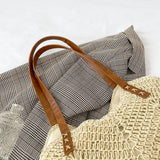 Large Capacity Zipper Handmade Straw Tote Bag Summer New Beach Bag Shoulder Bag  Fashion Rattan Woven Rattan Handbag Female2022