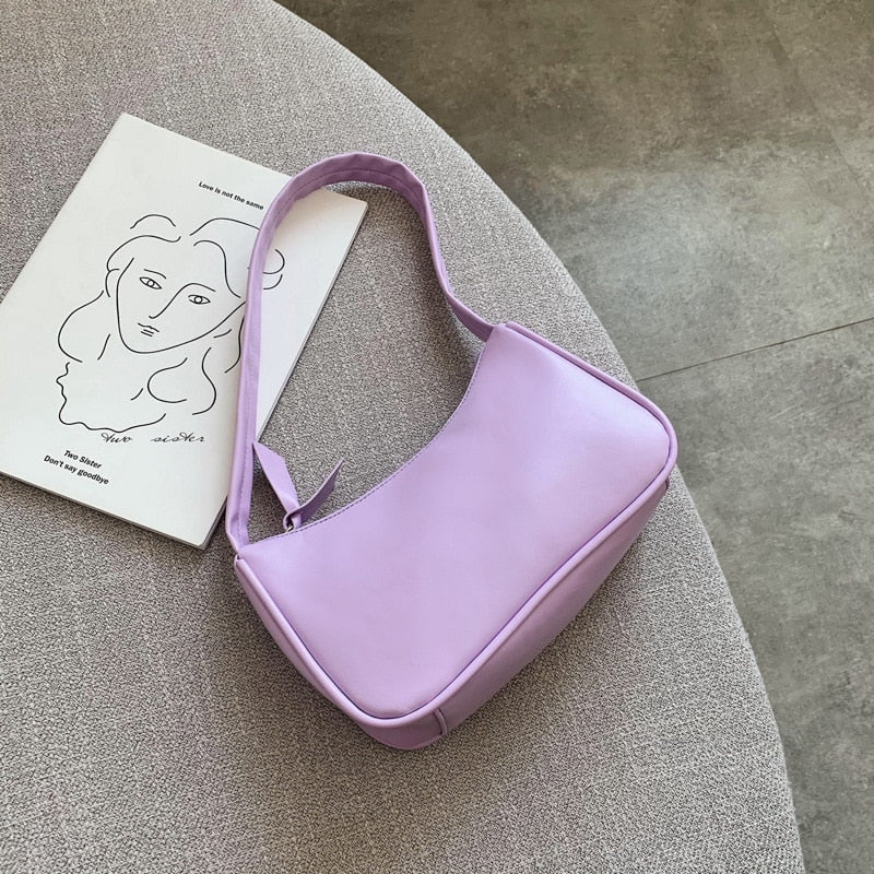 Vvsha 2022 New Soft PU Leather Women's Handbags Purple Underarm Bag Retro Solid Color Ladies Fashion Design Girls Small Shoulder Bags