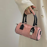 Graduation Gift Fashion Women's Lock Cylinder Shoulder Bag Matte Leather Female Pillow Crossbody Bags Cute Pink Ladies Small Clutch Handbags