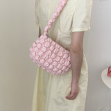 Fashion Pleated Women Underarm Bag Pink Bubble Female Small Tote Shoulder Bags Sweet Girls Messenger Bag Clutch Purse Handbags