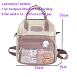 Vvsha Small Cute Backpack For Teenage Girls Ring Buckle Portable Travel Bag Female Schoolbag Badge Multifunctional Women Rucksack