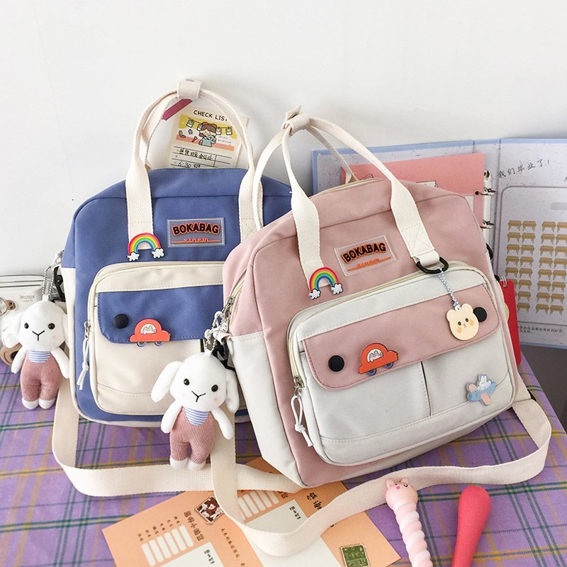 Women Small Cute Rabbit Backpack Female Student College Schoolbag Girls Badge Book Backpack Kawaii Ladies Fashion Shoulder Bags