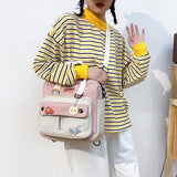 Women Small Cute Rabbit Backpack Female Student College Schoolbag Girls Badge Book Backpack Kawaii Ladies Fashion Shoulder Bags
